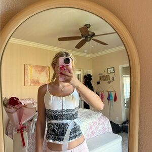 Le Chateau Cream and White Lace Top